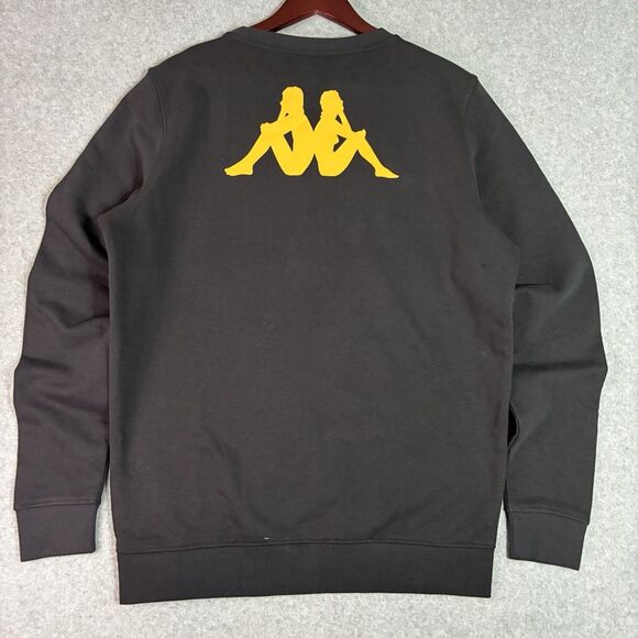 Kappa Sweatshirt Men’s Large Black Crewneck Pullover Yellow Logo - Picture 5 of 5